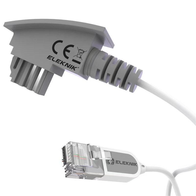 Eleknik DSL-Kabel Weiß mit galvanischer Signatur - TAE-Stecker auf RJ45, VDSL 250 MBit/s